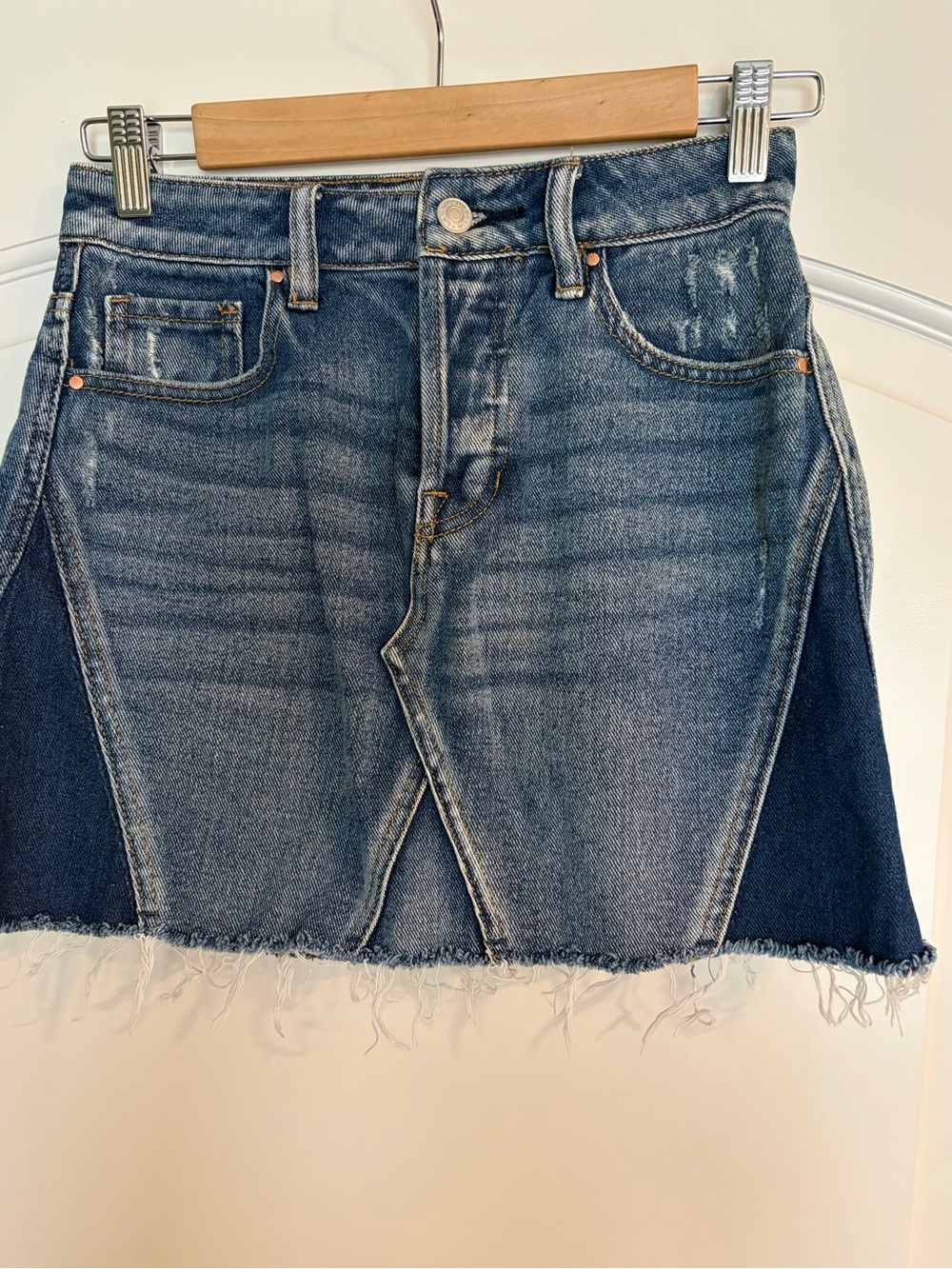 Pacsun Frayed Denim Panel Mini Skirt - Blue size 23